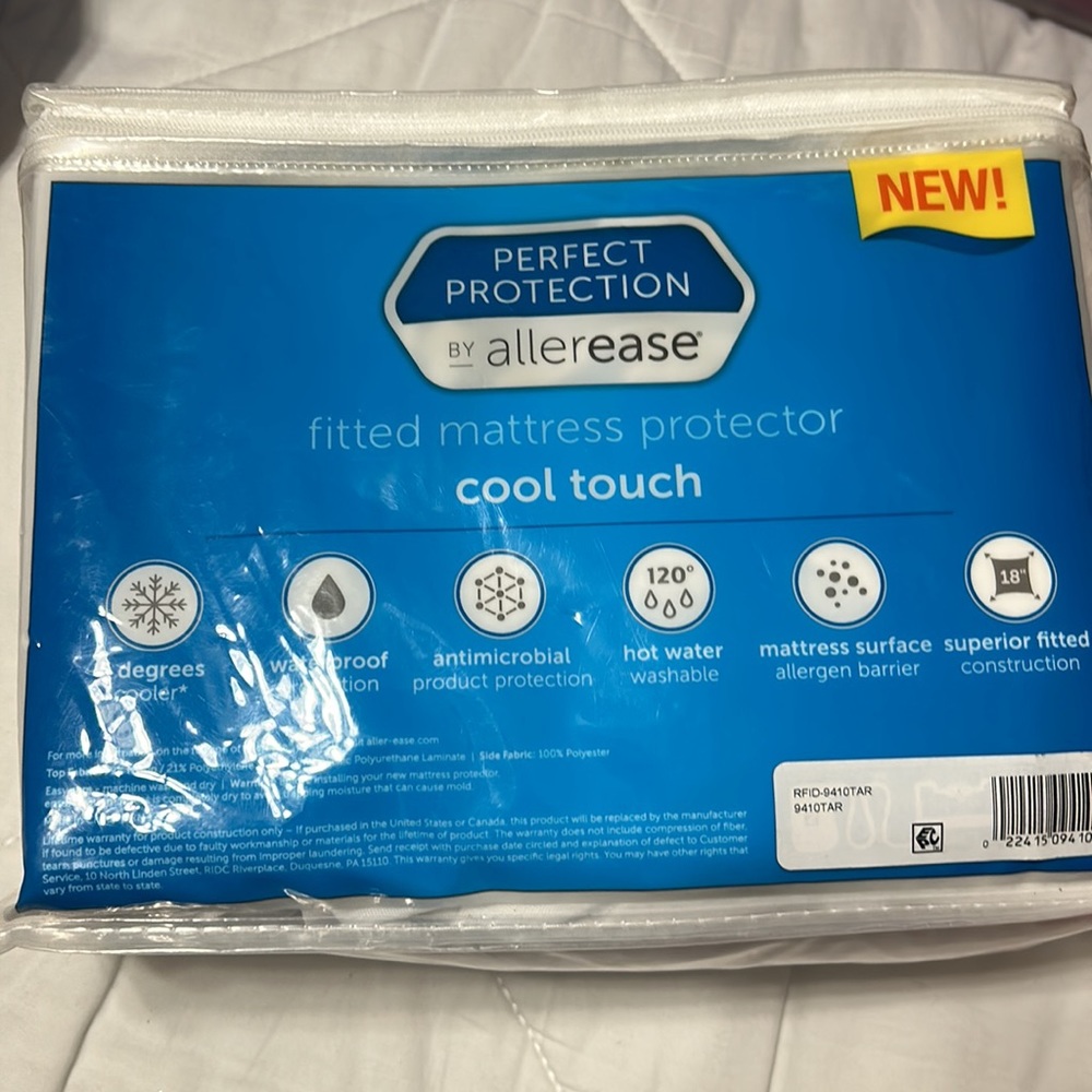 Mattress cover fitted cool touch in white water proof protection Allerease Twin - Picture 5 of 10